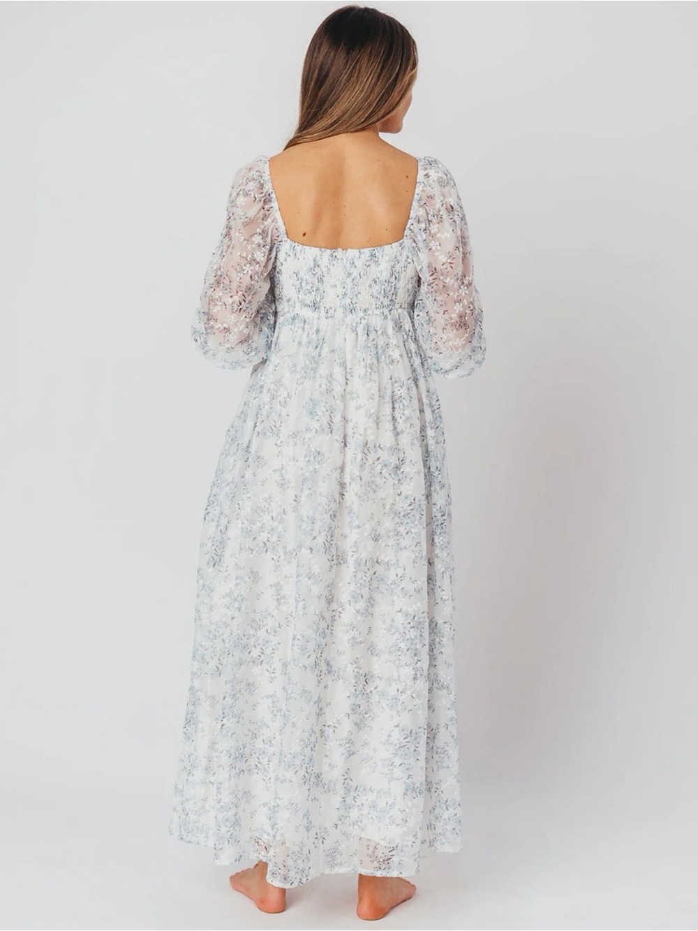 Women's Light Blue Floral Maxi Dress - Picture 2 of 6